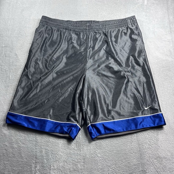 VTG Nike Gray Blue Dazzle Basketball Shorts Silky Shiny XL Baggy Elite Y2K - Picture 1 of 10
